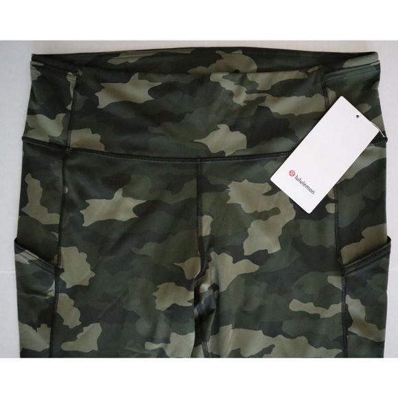 Lululemon Women's Sz 14 Green Camo Fast Free Hi-Rise Crop 23” Leggings - Picture 5 of 13